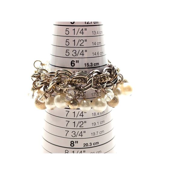 White, Gold Chain Cha Cha Bracelet - Picture 7 of 7